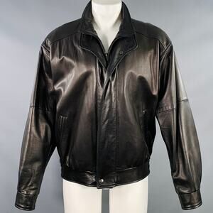 REMY LEATHER Size 40 Black Leather Zip Buttons Blouson Jacket